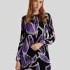 Frauen Comma Kleider | Plisseekleid Mit Print Violett