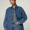 Frauen Samsoe & Samsoe Jacken | Overshirt Aus Jeans Eleanor Dark Denim