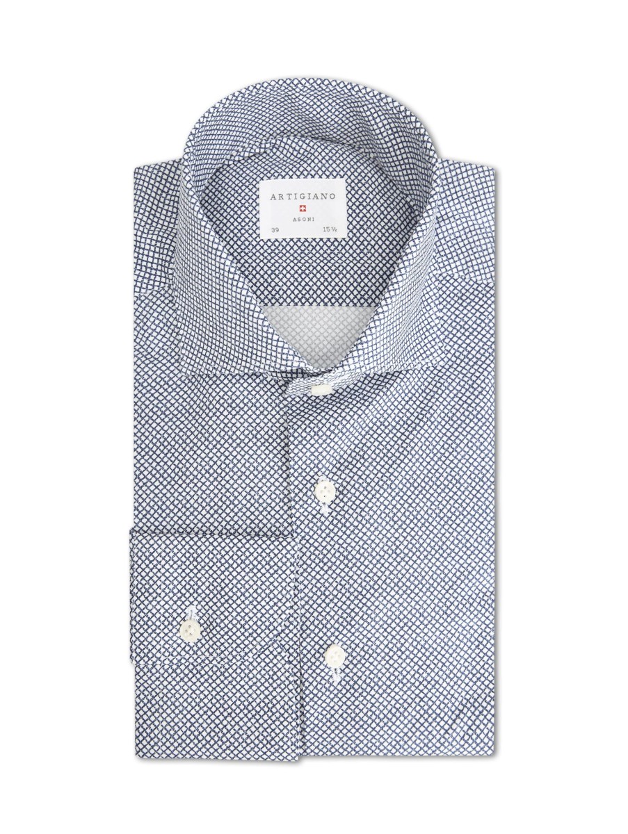 Manner Artigiano Hemden | Hemd Mit Mikro-Vichy Muster Indigo