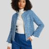 Frauen Akris Punto Blazer | Tweed Blazer Aus Denim Mittelblau