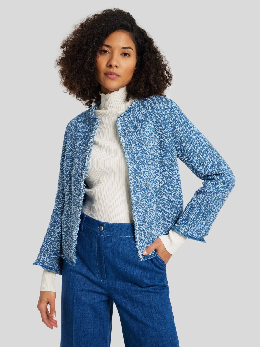 Frauen Akris Punto Blazer | Tweed Blazer Aus Denim Mittelblau