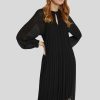 Frauen Comma Kleider | Kleid Mit Plissee Schwarz