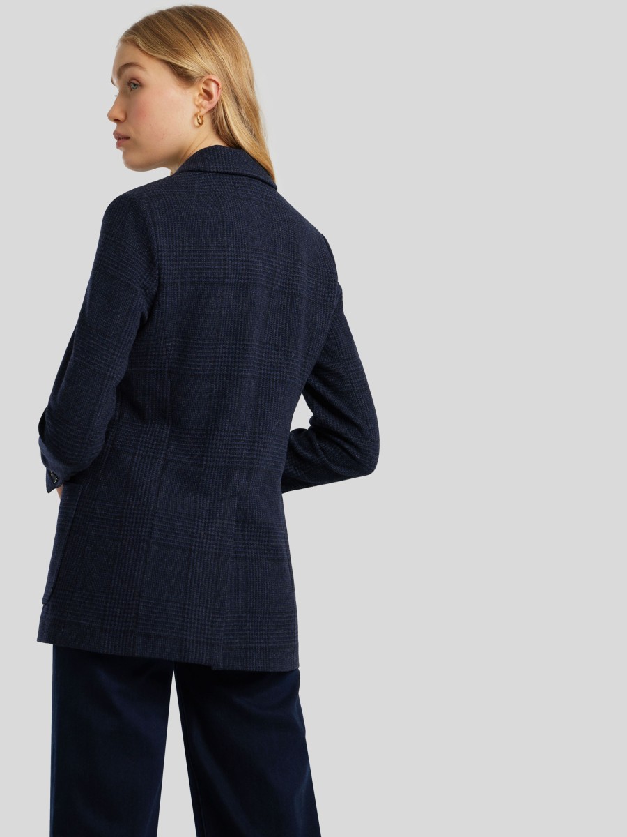 Frauen Circolo Blazer | Wollblazer Mit Karo Marine