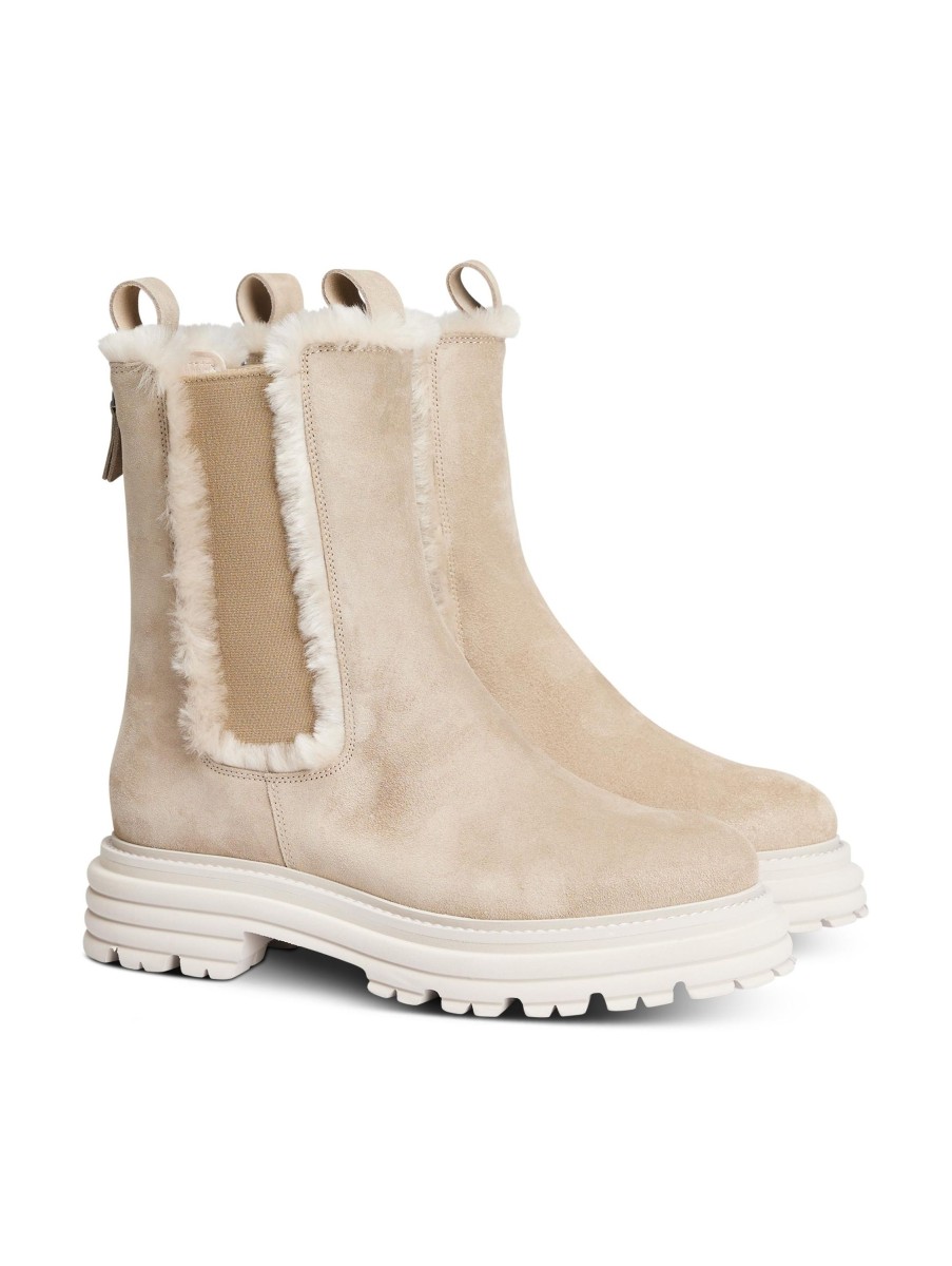 Frauen Kennel&Schmenger Boots & Stiefeletten | Boots Mit Lammfell Beige