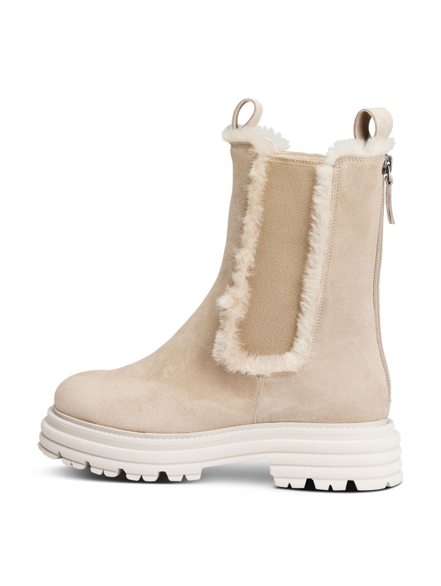 Frauen Kennel&Schmenger Boots & Stiefeletten | Boots Mit Lammfell Beige