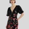 Frauen Marchesa Notte Kleider | Cocktailkleid Mit Blumen Schwarz