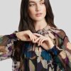 Frauen Luisa Cerano Blusen & Tuniken | Seidenbluse Mit Flower-Print Multicolor