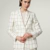 Frauen Akris Punto Blazer | Blazer Mit Karo Ecru