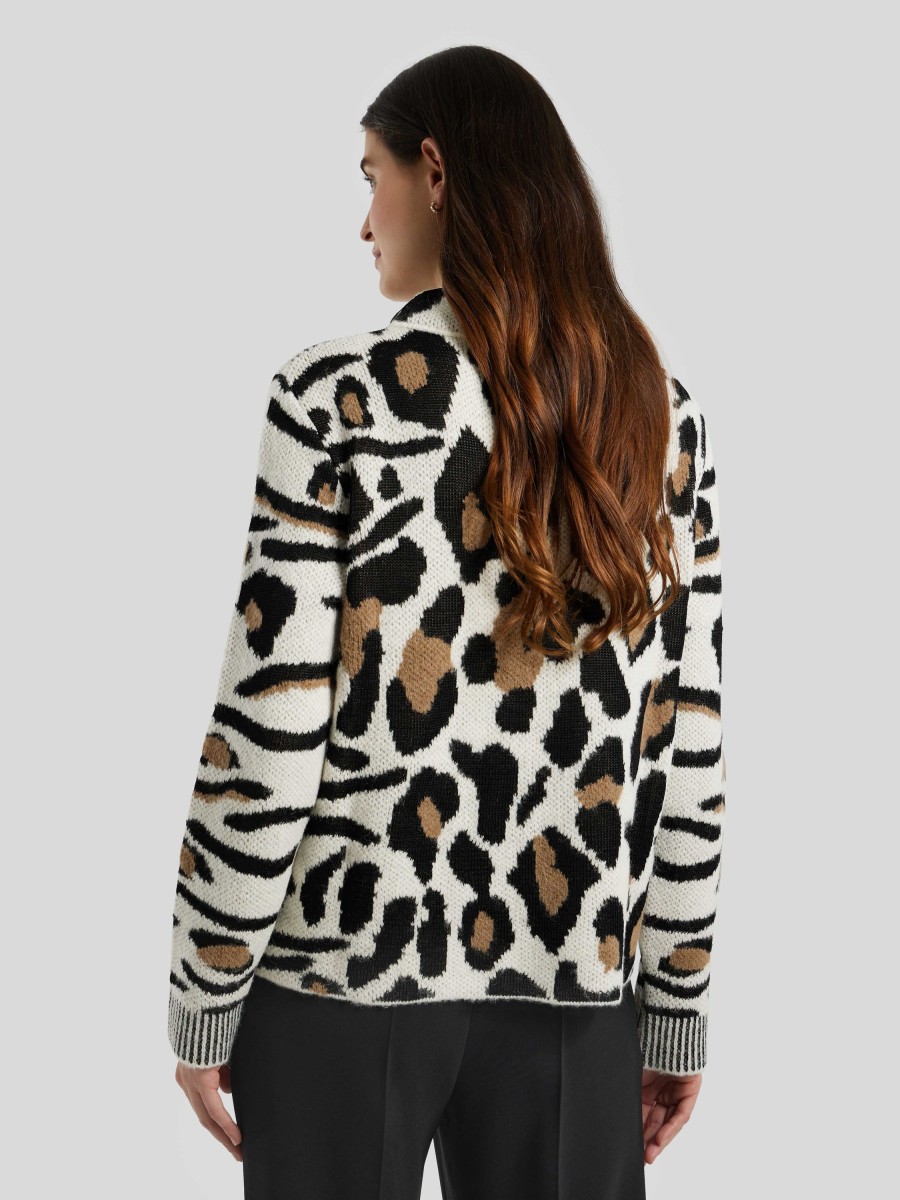 Frauen Marc Cain Pullover & Strick | Pullover Mit Leo-Print Ecru