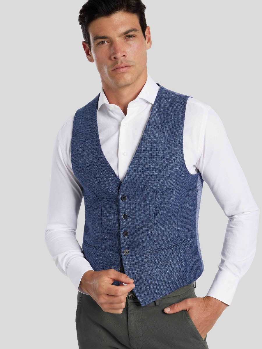 Manner Paul Kehl Gilets & Westen | Gilet Im Custom Fit Mittelblau