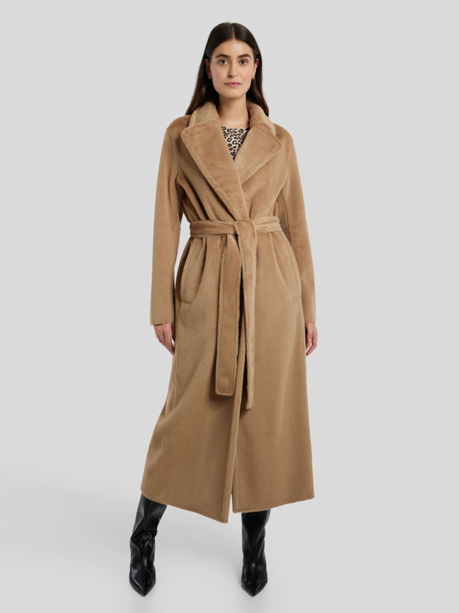 Frauen Marc Cain Mantel | Mantel Aus Fake Fur Camel