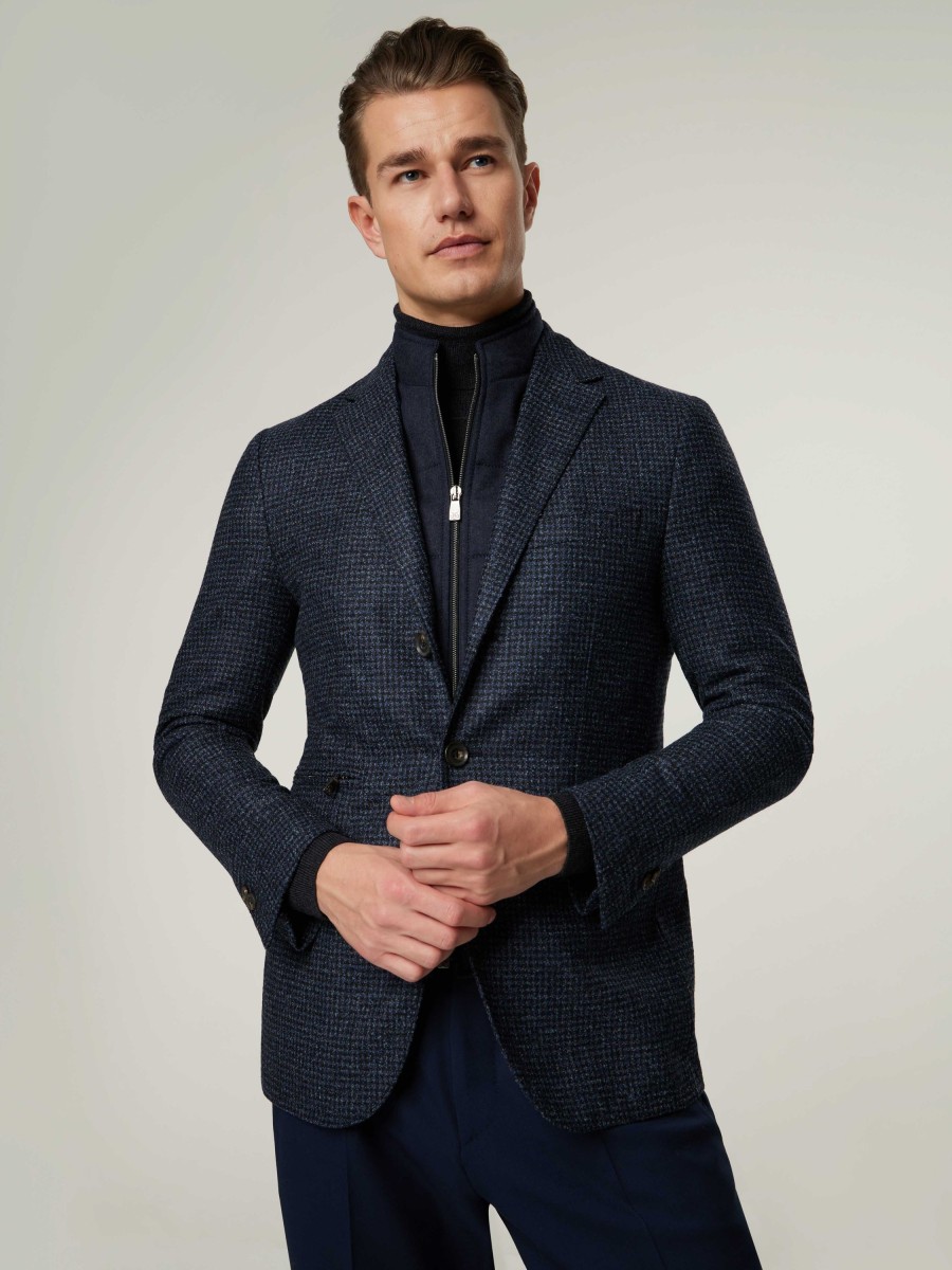 Manner Corneliani Vestons | Veston Mit Blende Marine