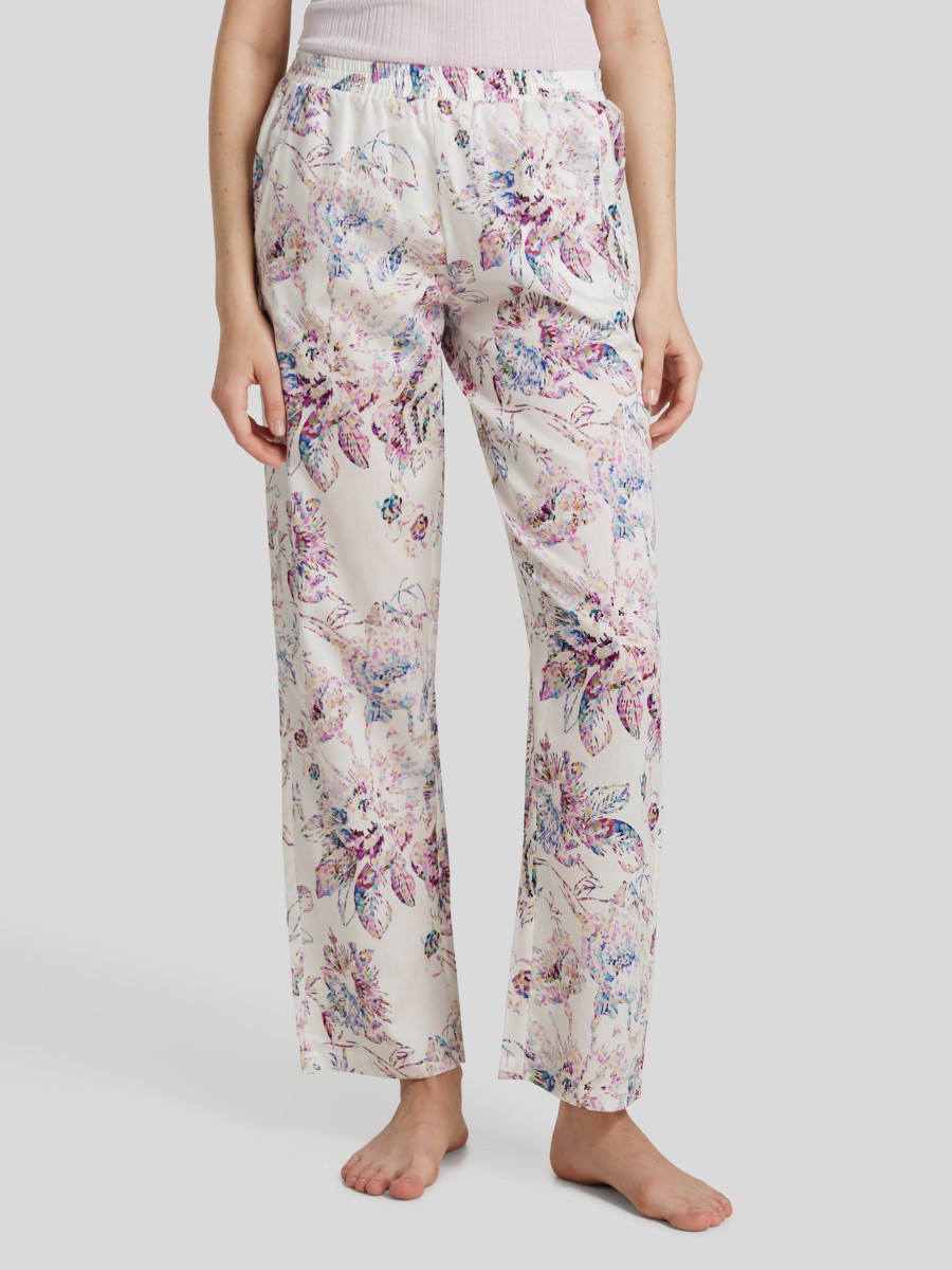 Frauen Zimmerli Wasche & Loungewear | Pyjamahose Mi Flower-Print Ecru