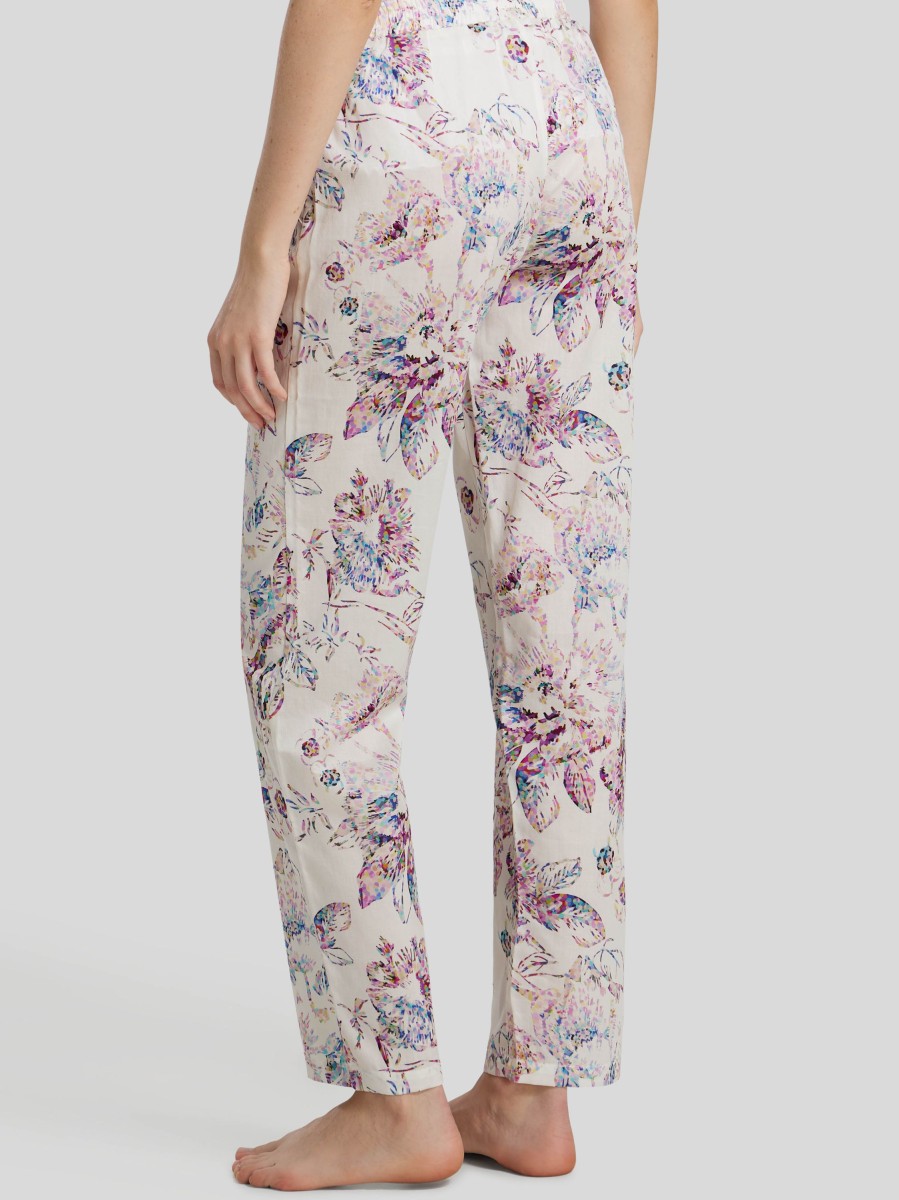 Frauen Zimmerli Wasche & Loungewear | Pyjamahose Mi Flower-Print Ecru