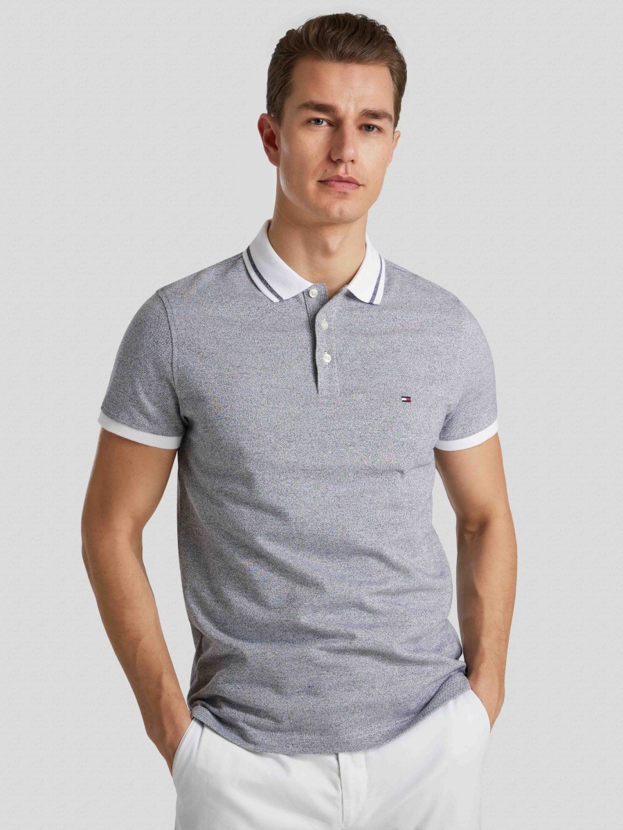 Manner Tommy Hilfiger Polo-Shirts | Polo-Shirt Im Slim Fit Hellgrau