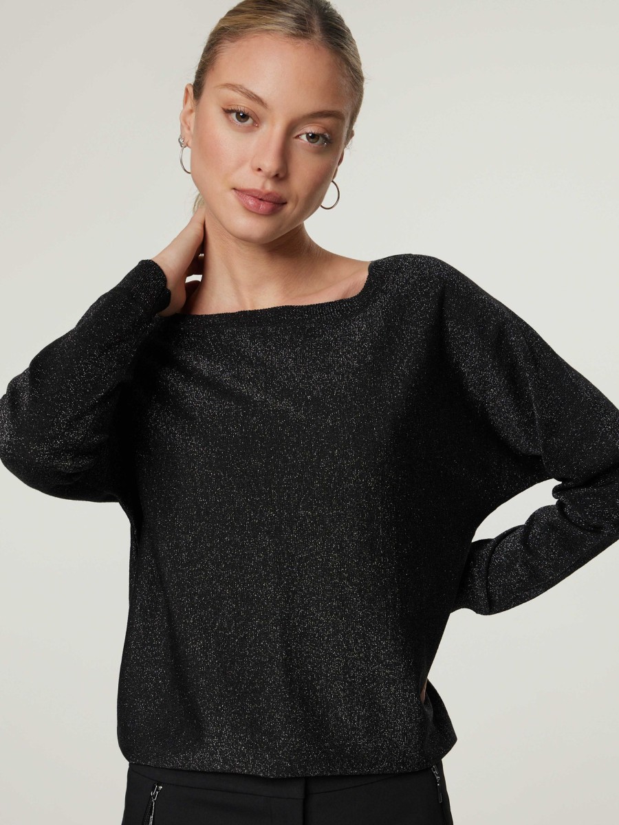 Frauen Comma Pullover & Strick | Pullover Mit Lurex Schwarz