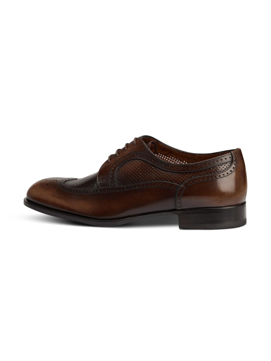 Manner Fratelli Rossetti Schnurschuhe | Derby Mit Lochmuster Braun