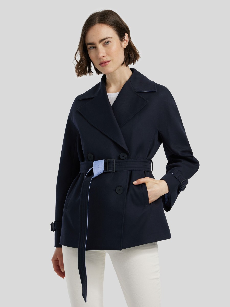 Frauen Max Mara Studio Jacken | Kurze Trenchjacke Tunisi Marine