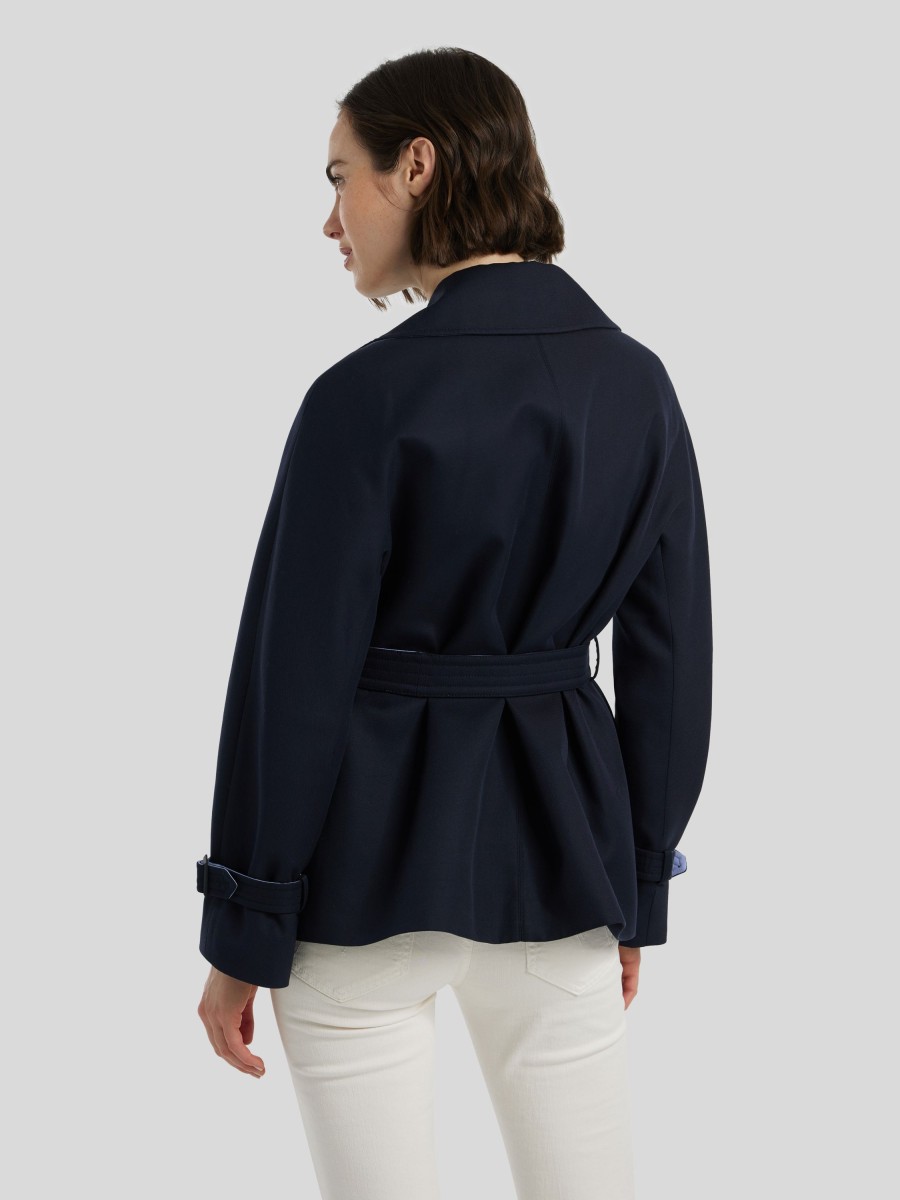 Frauen Max Mara Studio Jacken | Kurze Trenchjacke Tunisi Marine