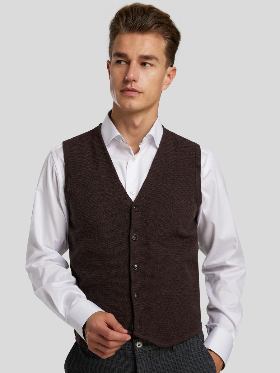 Manner Paul Kehl Gilets & Westen | Strickweste Dunkelbr.