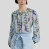 Frauen Marc Cain Blusen & Tuniken | Bluse Mit Blumenprint Hellblau