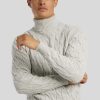 Manner Burger Pullover & Strickjacken | Pullover Mit Zopfmuster Hellgrau