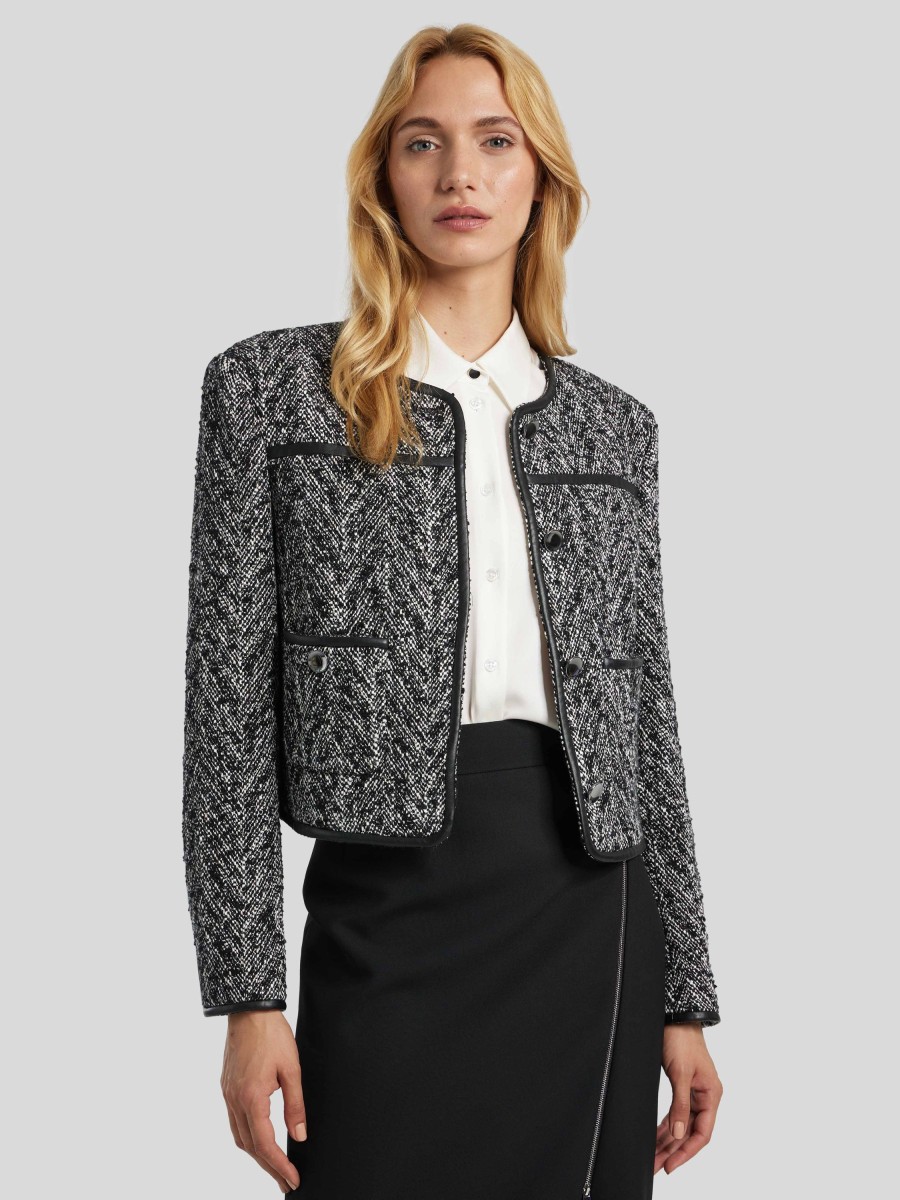 Frauen BOSS Women Jacken | Tweed-Jacke Jaoki Schwarz