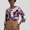 Frauen Luisa Cerano Blusen & Tuniken | Bluse Mit Flower-Print Aubergine