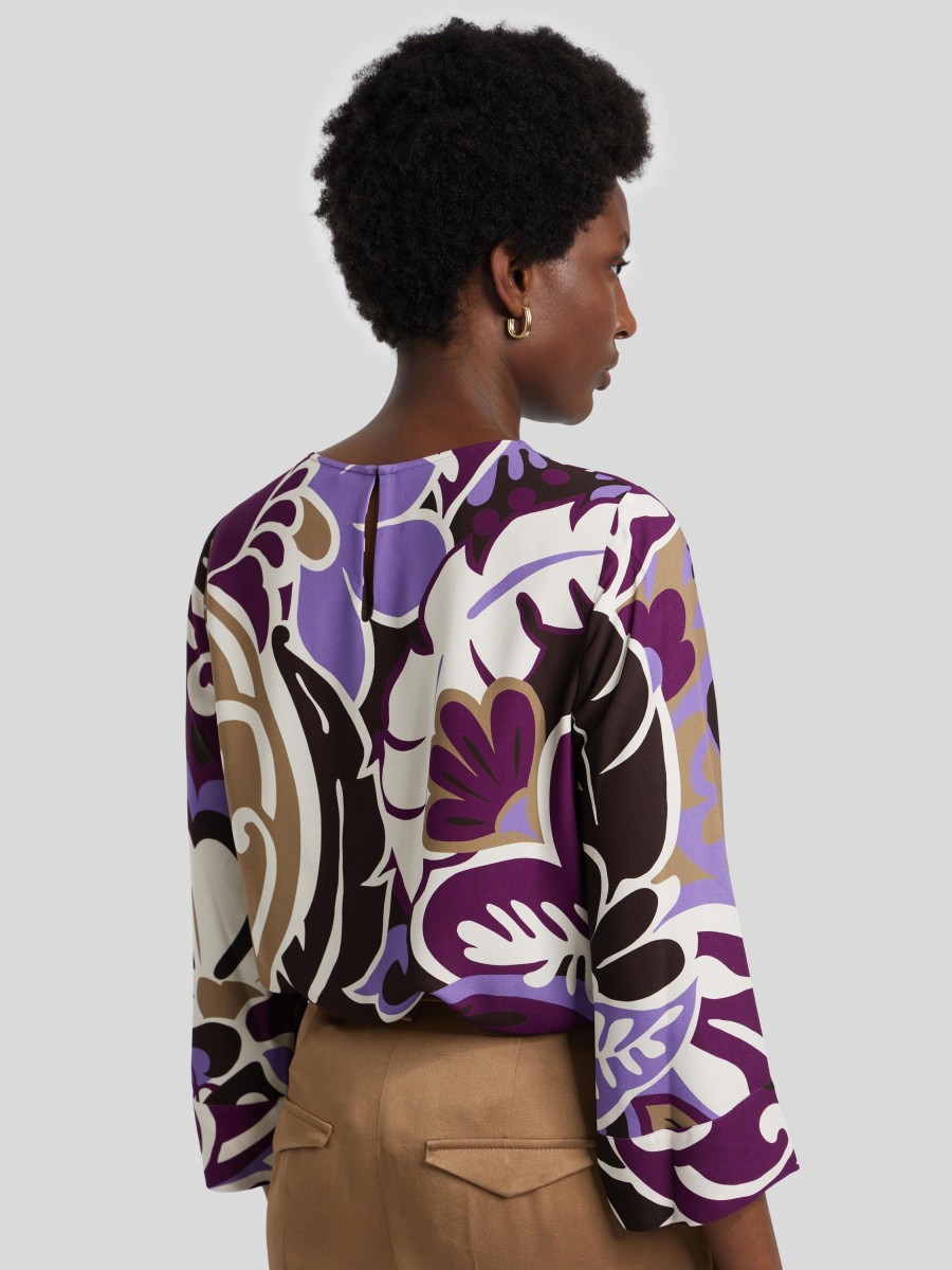 Frauen Luisa Cerano Blusen & Tuniken | Bluse Mit Flower-Print Aubergine