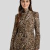 Frauen Marc Cain Anzuge | Blazer Mit Leo-Print Beige