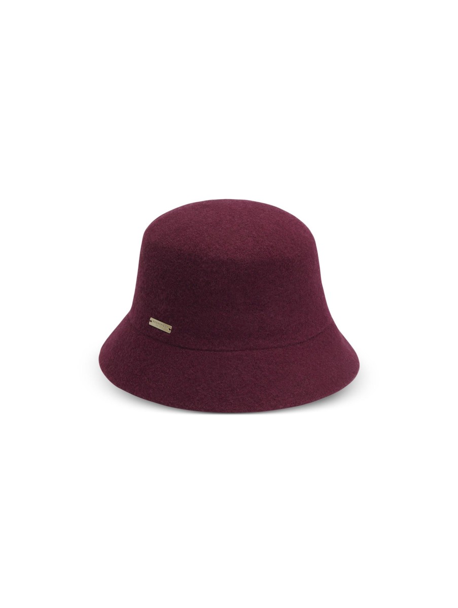 Frauen Seeberger Hute & Mutzen | Bucket Hat Aus Filz Bordeaux