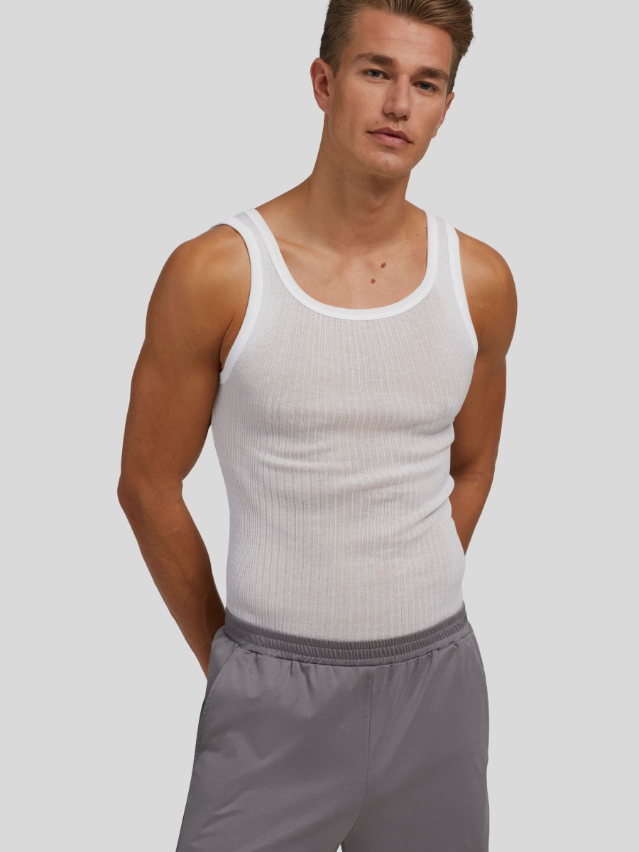 Manner Zimmerli Wasche & Loungewear | Tanktop Richelieu Weiss