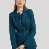 Frauen Comma Blazer | Blazer Mit Gurtel Petrol