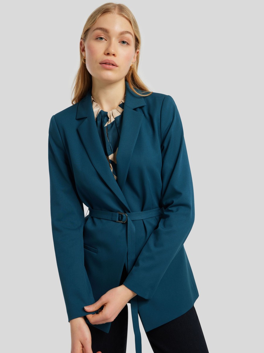 Frauen Comma Blazer | Blazer Mit Gurtel Petrol