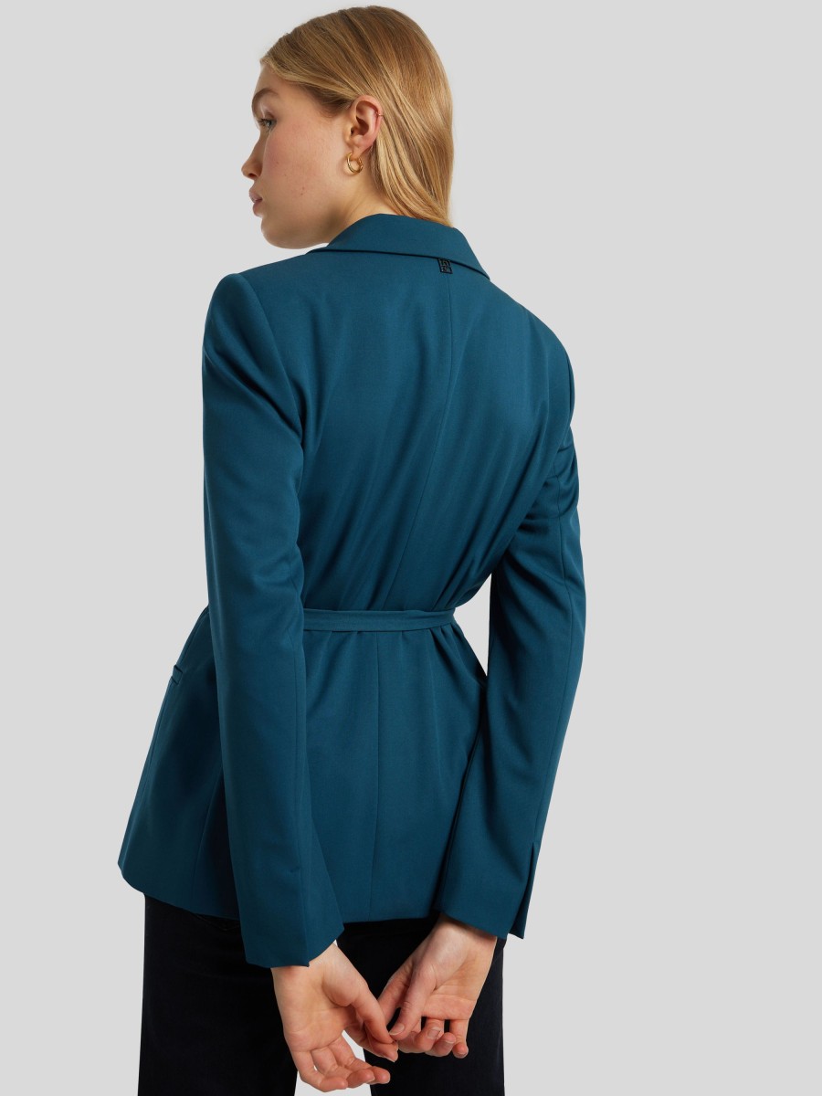 Frauen Comma Blazer | Blazer Mit Gurtel Petrol