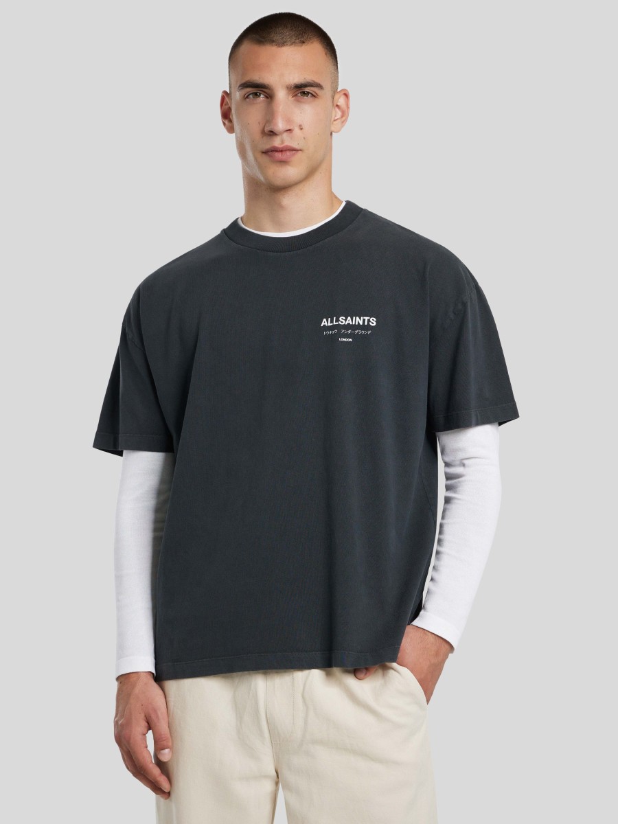 Manner AllSaints T-Shirts & Shirts | T-Shirt Mit Logo Anthrazit