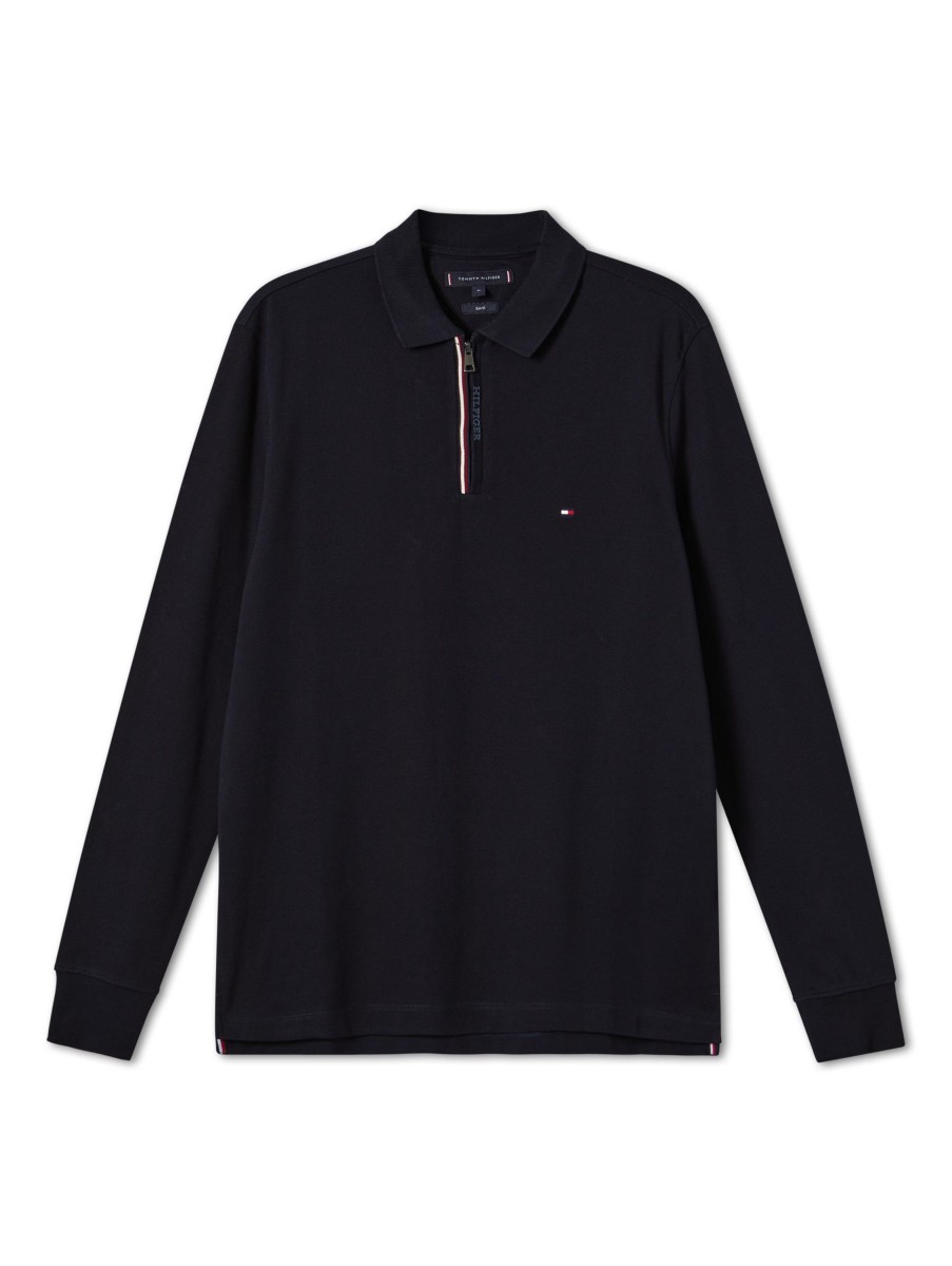 Manner Tommy Hilfiger Polo-Shirts | Polo-Shirt Langarm Im Slim Fit Marine