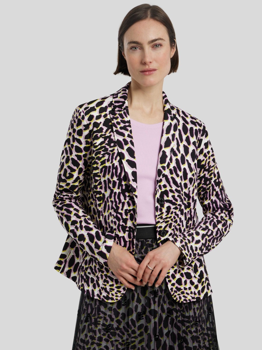 Frauen Marc Cain Blazer | Blazer Mit Leoprint Flieder