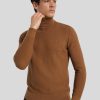 Manner Tommy Hilfiger Pullover & Strickjacken | Rollkragenpullover Im Waffelstrick Camel