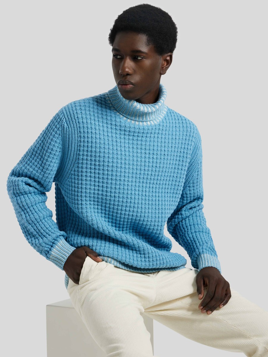 Manner BOSS Casual Pullover & Strickjacken | Rollkragenpullover Akruto Hellblau