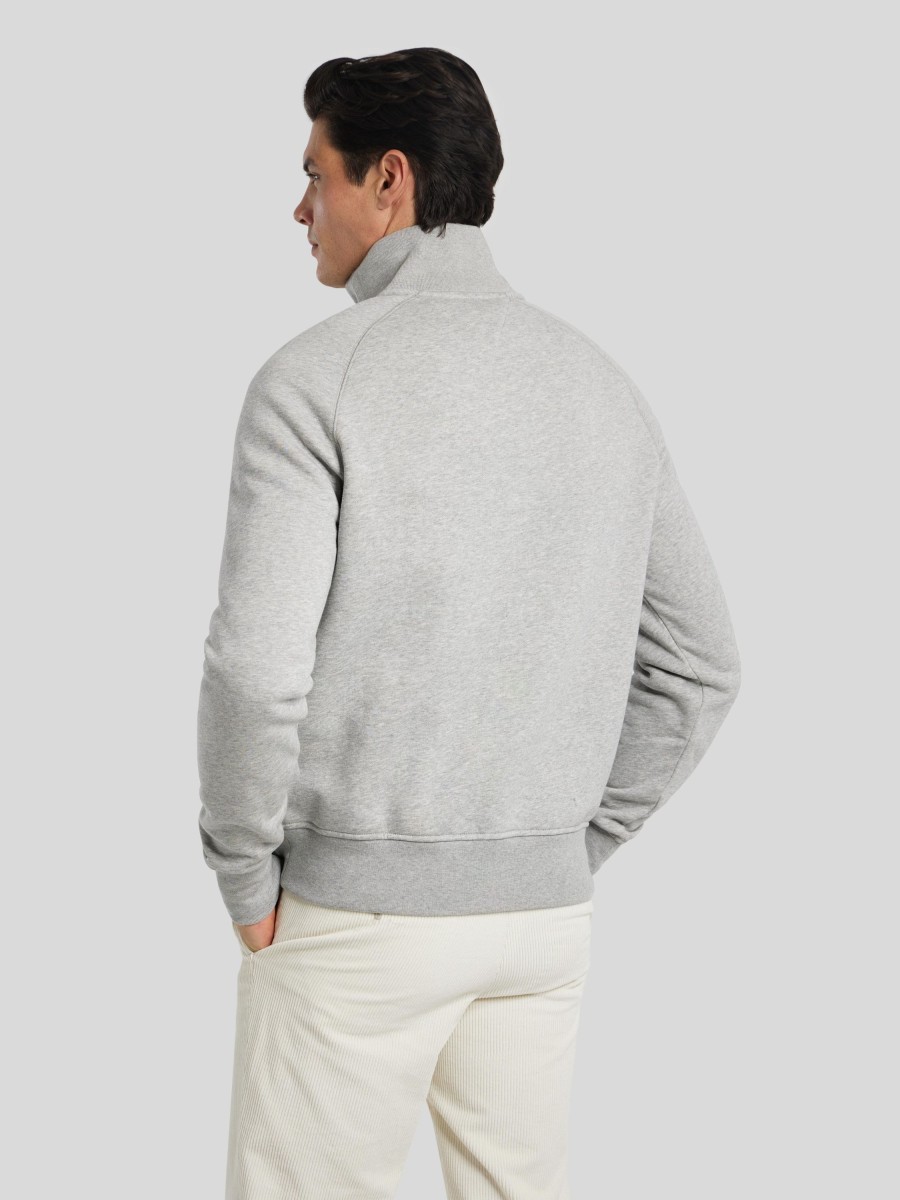 Manner Tommy Hilfiger Pullover & Strickjacken | Troyer Im Sportlichen Fit Grau