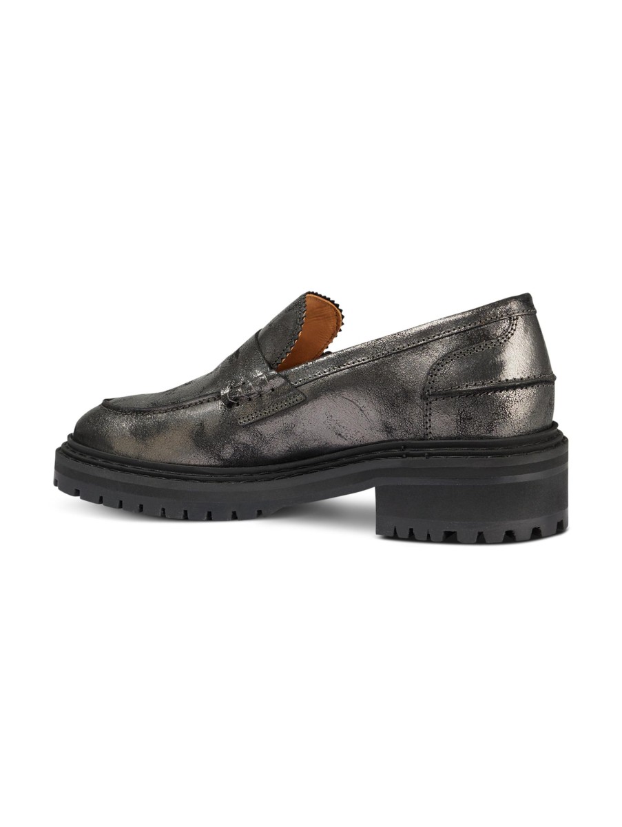 Frauen Anonymous Copenhagen Halbschuhe | Loafers Im Metallic-Look Anthrazit