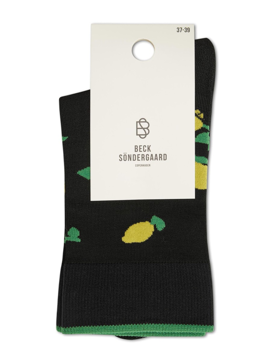 Frauen Becksöndergaard Wasche & Loungewear | Socken Limone Funkie Schwarz