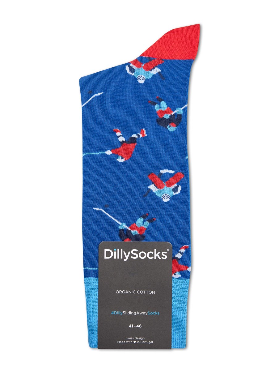 Manner Dilly Socks Wasche & Loungewear | Socken Sliding Away Mittelblau