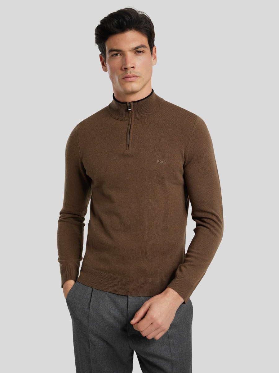 Manner BOSS Men Pullover & Strickjacken | Pullover Im Regular Fit Marlo Braun