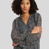 Frauen Velvet Blusen & Tuniken | Bluse Mit Allover-Print Marine