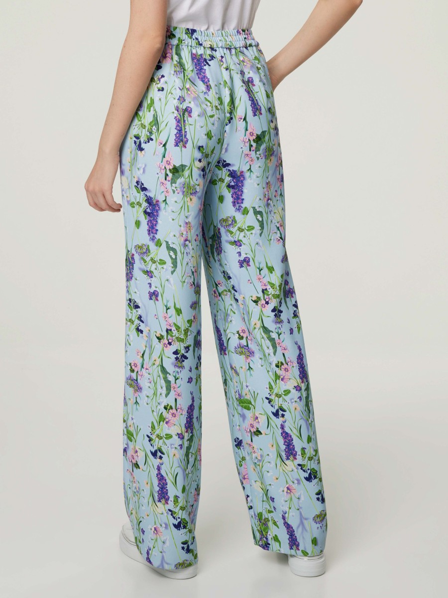 Frauen Marc Cain Hosen | Hose Mit Blumenprint Hellblau