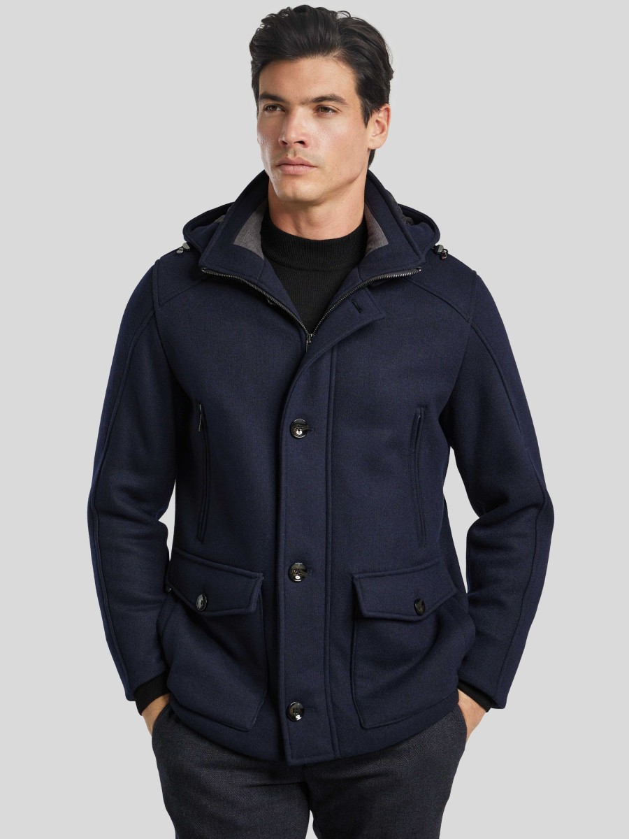 Manner Bugatti Mantel | Parka Mit Kapuze Marine