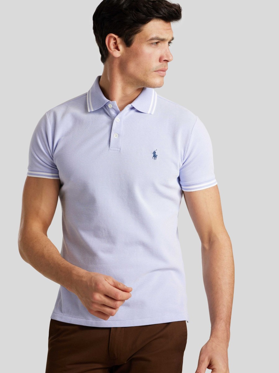 Manner Polo Ralph Lauren Men Polo-Shirts | Polo-Shirt Im Costum Slim Fit Hellblau