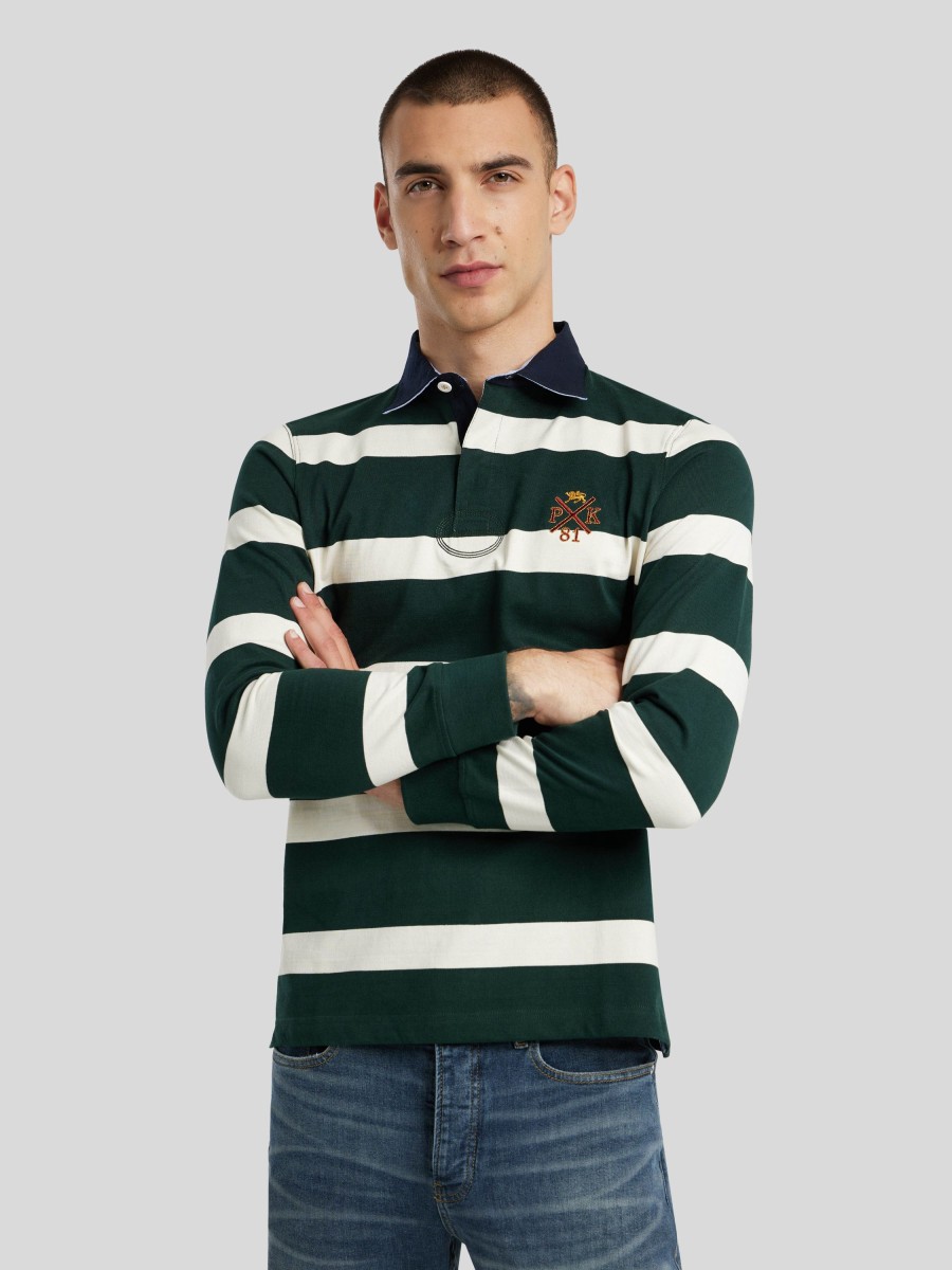 Manner Paul Kehl Polo-Shirts | Rugbyshirt Im Custom Fit Dunkelgrun